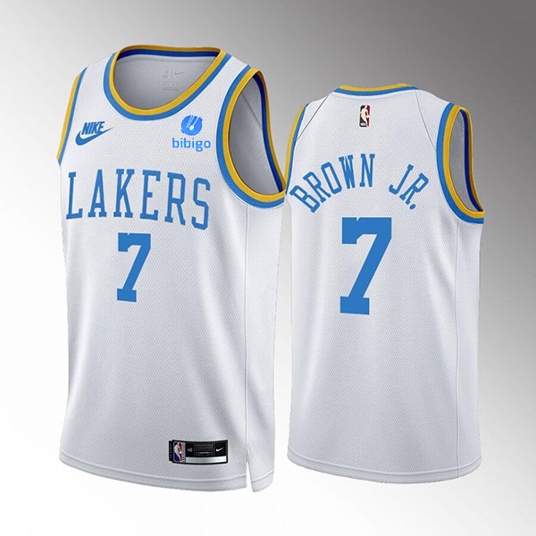 Men's Los Angeles Lakers #7 Troy Brown Jr. 2022/23 White Classic Edition Stitched Basketball Jersey